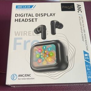 Black Digital Display Headset with ANC